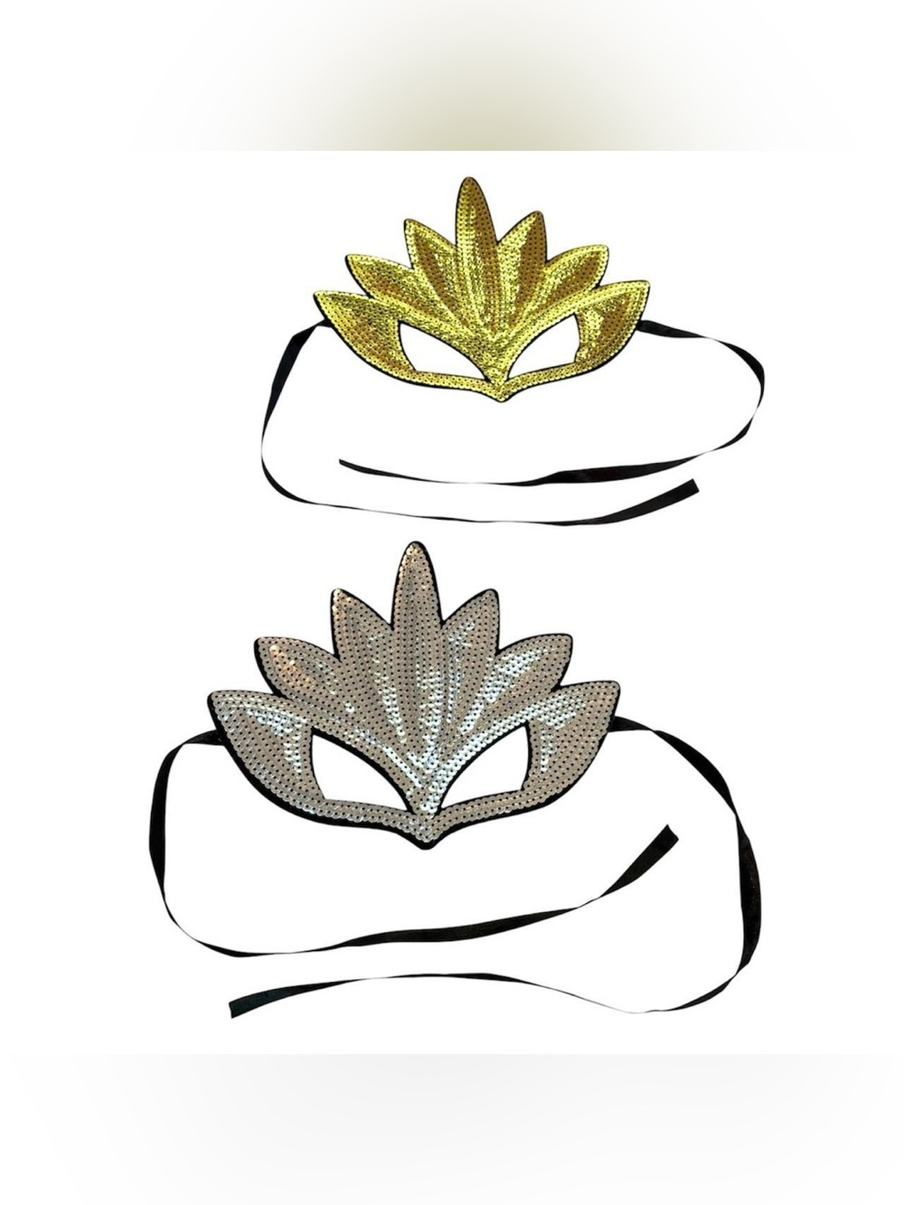2 Gold & Silver Sequin Masks